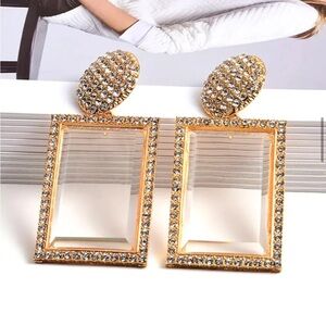 Elegant Gold and Silver Crystal Earrings